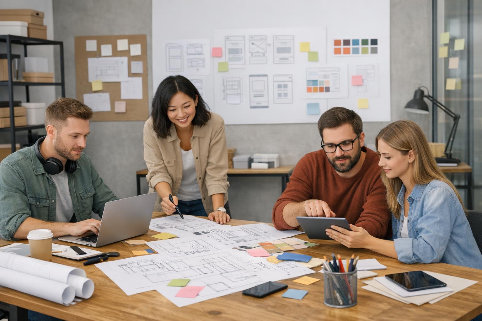 Zdjęcie przestrzeni roboczej zespołu projektowego