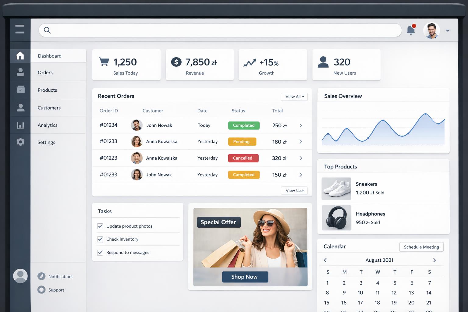 Zdjęcie ekranu z projektem UX i elementami interfejsu